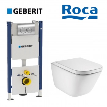 Комплект Geberit Duofix 458.126.00.1 с клавишей 115.135.21.1 + унитаз Roca GAP Clean Rim A34H47C000