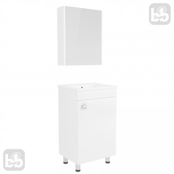 Комплект мебели RJ ATLANT 50см белый: тумба напольная + зеркальный шкаф 50*60см + умывальник мебельный