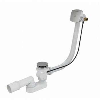 Сифон Alcaplast A564CRM1 для ванни з напуском води через перелив для ванн з товстими стінками, хромований пластик