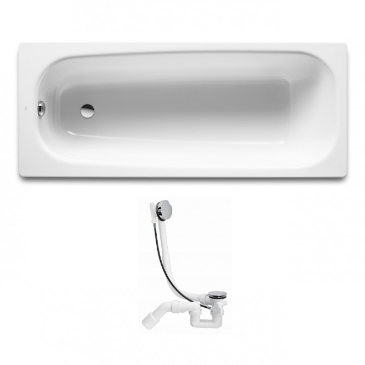 Ванна чугунная Roca Continental 170x70 + сифон Simplex для ванны автомат (285357)